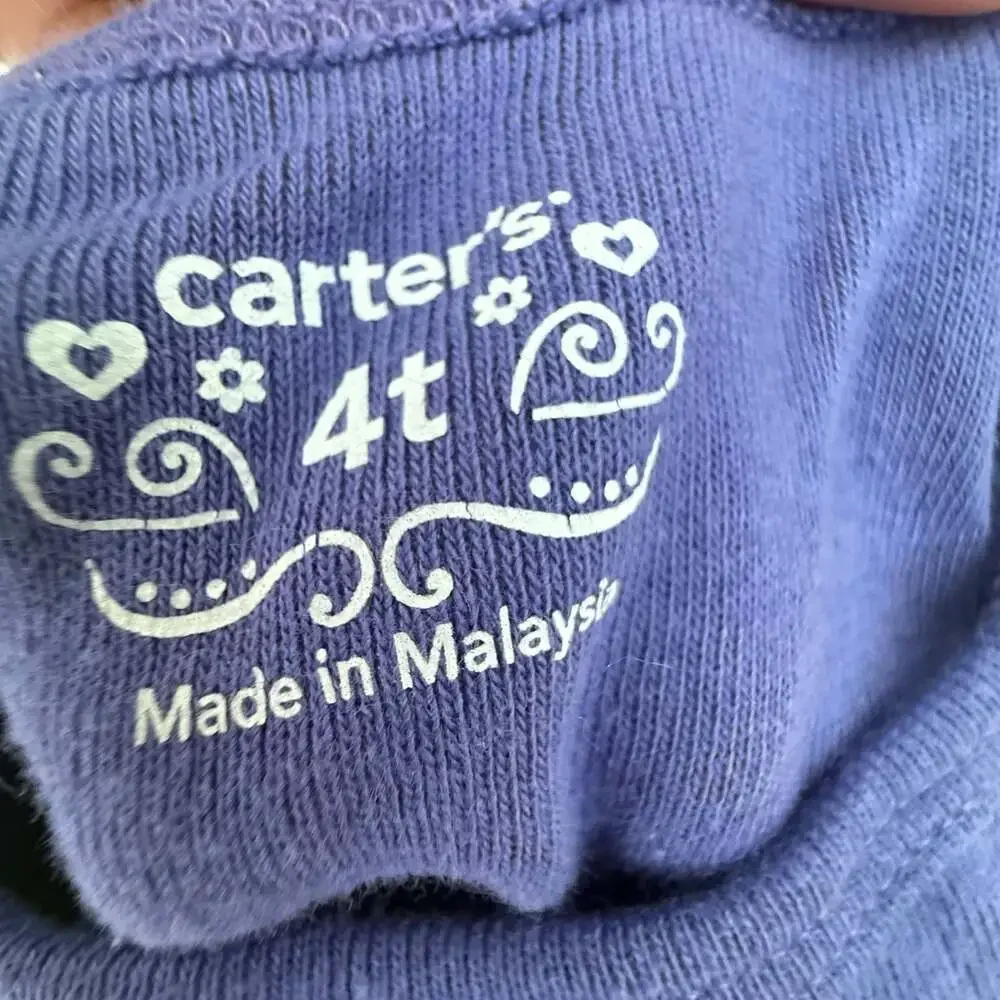 Carter's Girls 4T Purple Flip Flop Applique Graphic Tee Short Sleeve